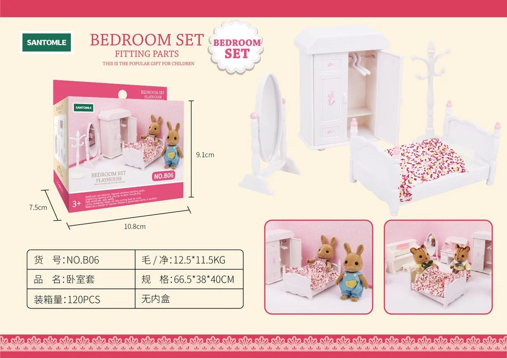 1:12 Forest Family Dollhouse Furniture Montessori Miniature Doll House Kitchen Bedroom Bathroom Accessories For Girl Gifts