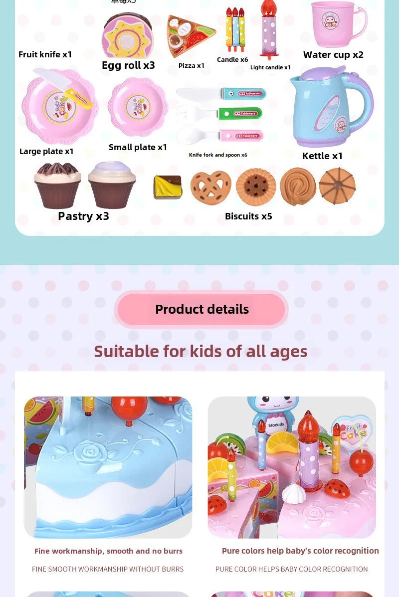 Children Pretend Cake Goodies Play Simulated Kitchen Toys Plastic Cutting Food Kids Toy Object Cognition Boys Girl Birthday Gift