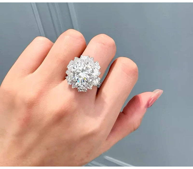 So-Bling 925 Sterling Silver Rings 5ct Moissanite Ring with Gra Certificate for Women's Elegant Fine Gift Party Jewelry