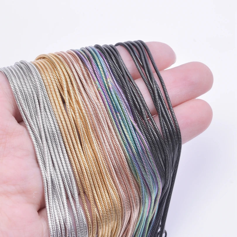 1/5/10pc 1.2mm 45/50/60/70cm Long Stainless Steel Round/Long Plain Snake Chain Necklace For Women Men DIY Fashion Jewelry Choker