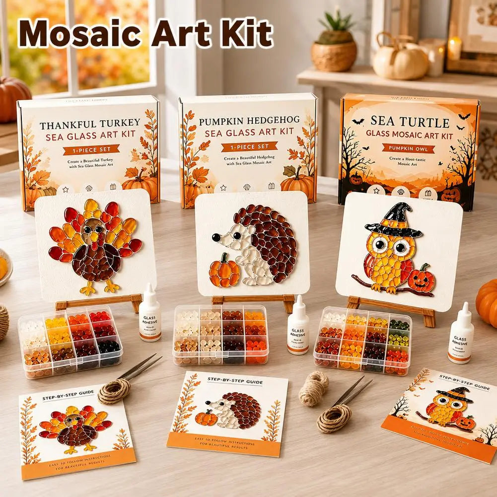 Halloween Sea Glass Mosaic DIY Art Kit for Adults Xmas Themed Seaglass Craft Set Handmade Christmas Sea Glass Art Kit Home Decor
