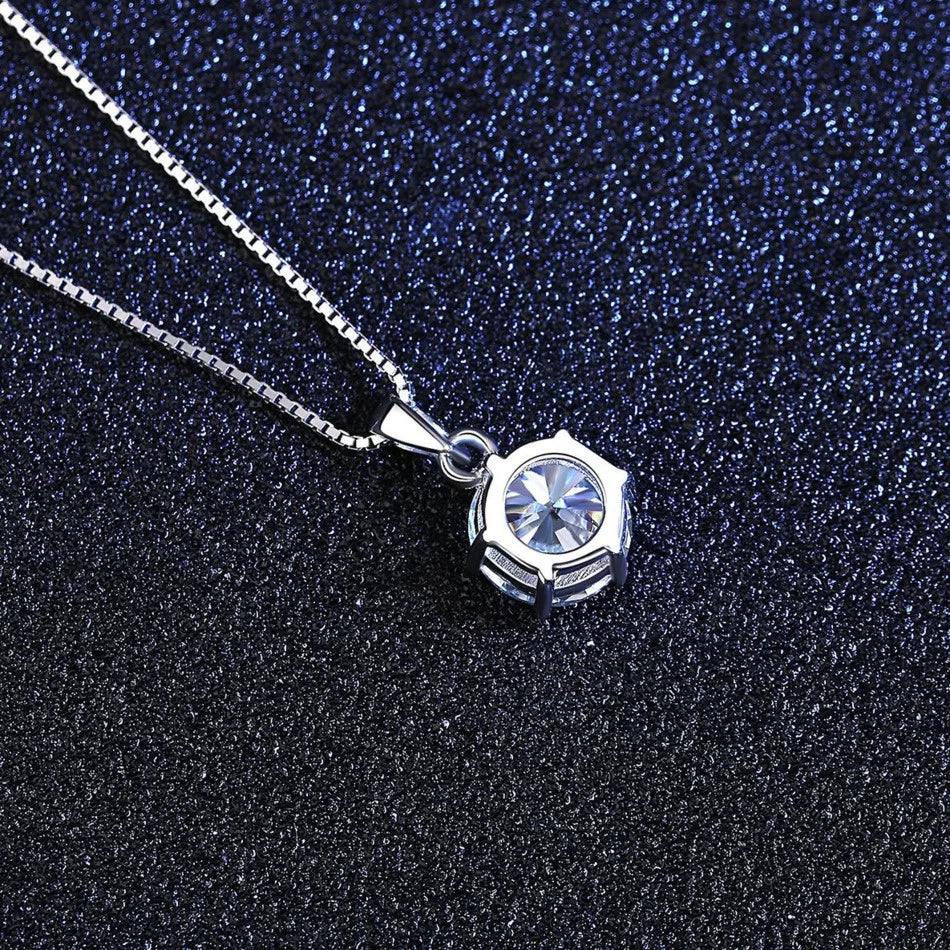 Butterflykiss 6.5mm 1.0 Carat D Moissanite Necklaces Rose Gold Plated Pendant Original Real S925 Silver Chain Jewelry For Women