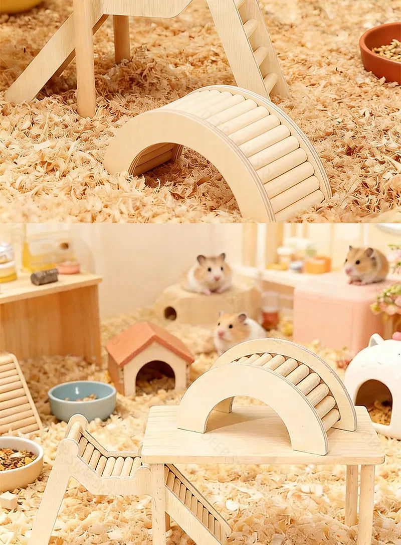 Unpainted Wooden Guinea Pig Hideout Climb House - Hamster Cage Decor Play Tunnel Small Animal Chew Toy Pet Habitat Accessories