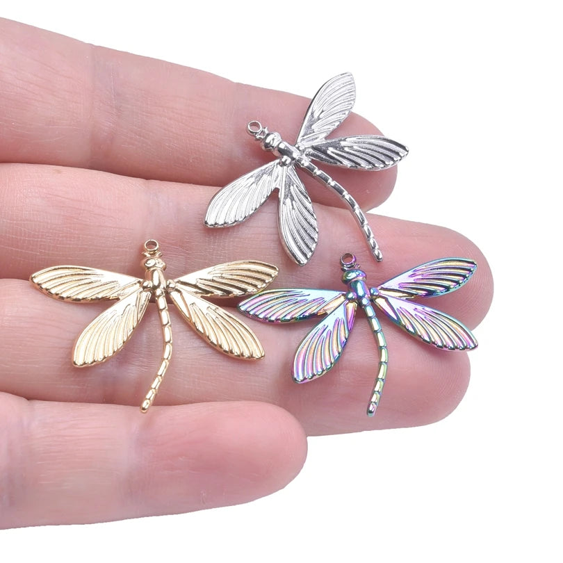 10PCS Ancient Egyptian Scarab Beetle Pendants Charms Stainless Steel Dragonfly Butterfly Pendant for Jewelry Making DIY Necklace