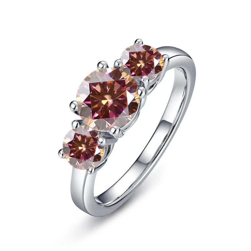 JoyceJelly S925 Sterling Silver Colors Moissanite Ring 2CT 4CT Total Full Moissanite Diamond Jewelry For Wedding Engagement Gift