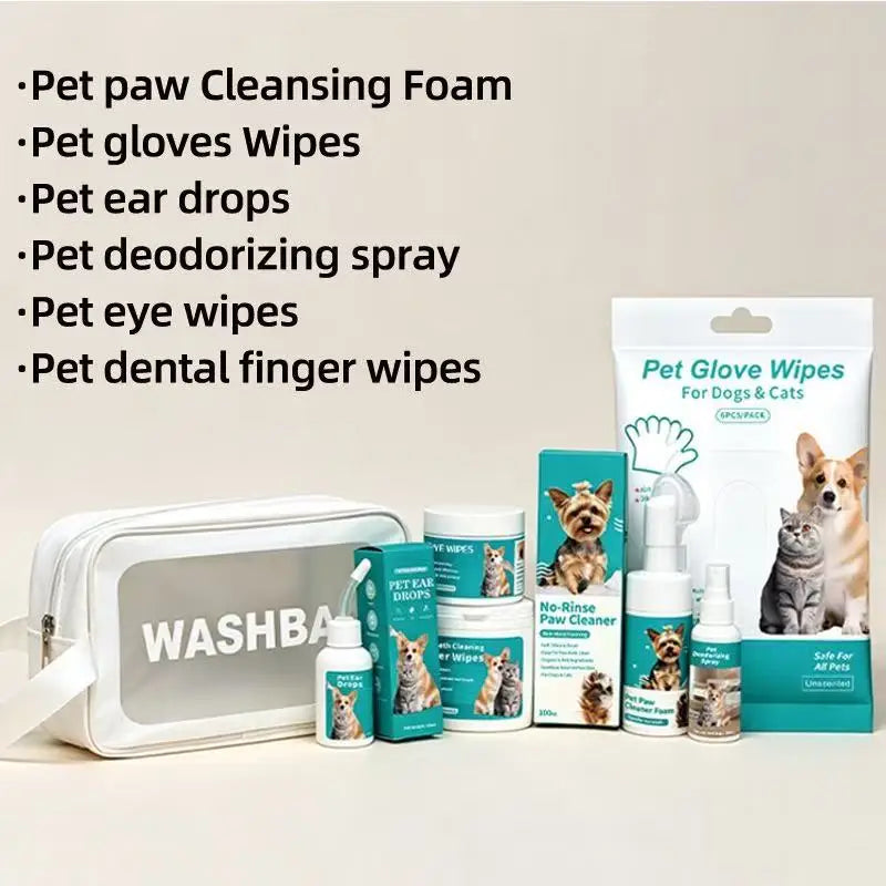 Dry Cracked Paw Repair Wipes Pet Cleaning Kit Hydrating Moisturizing Soothing Foot Care Wet Wipes for Dog Cat Sensitive Skin