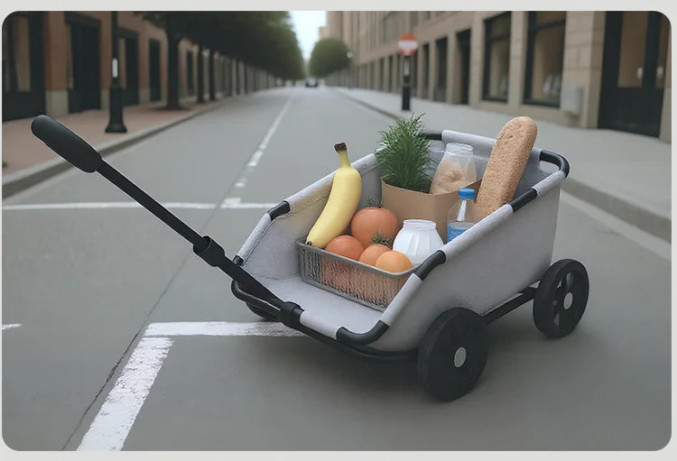 Foldable Small Pet Stroller Cart Lightweight Oxford Dog Cat Carrier Trolley Telescopic Pull Wagon Outdoor Walking Shopping