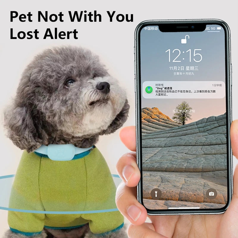 Waterproof Pet GPS Tracker - Dog & Cat Locator, with Adjustable Collar Anti Lost Dogs Real-time Tracking Device for iOS