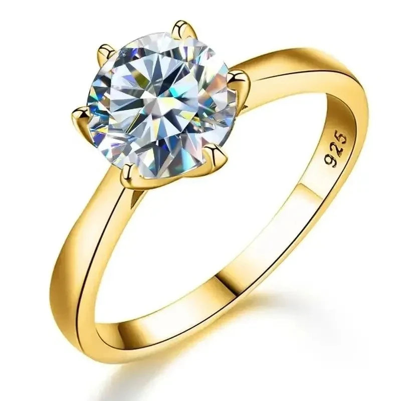  GRA 0.5-1ct Simple Round Real Moissanite Diamond Ring for Women 925 Sterling Silver Wedding Gorgeous High Quality Fine Jewelry