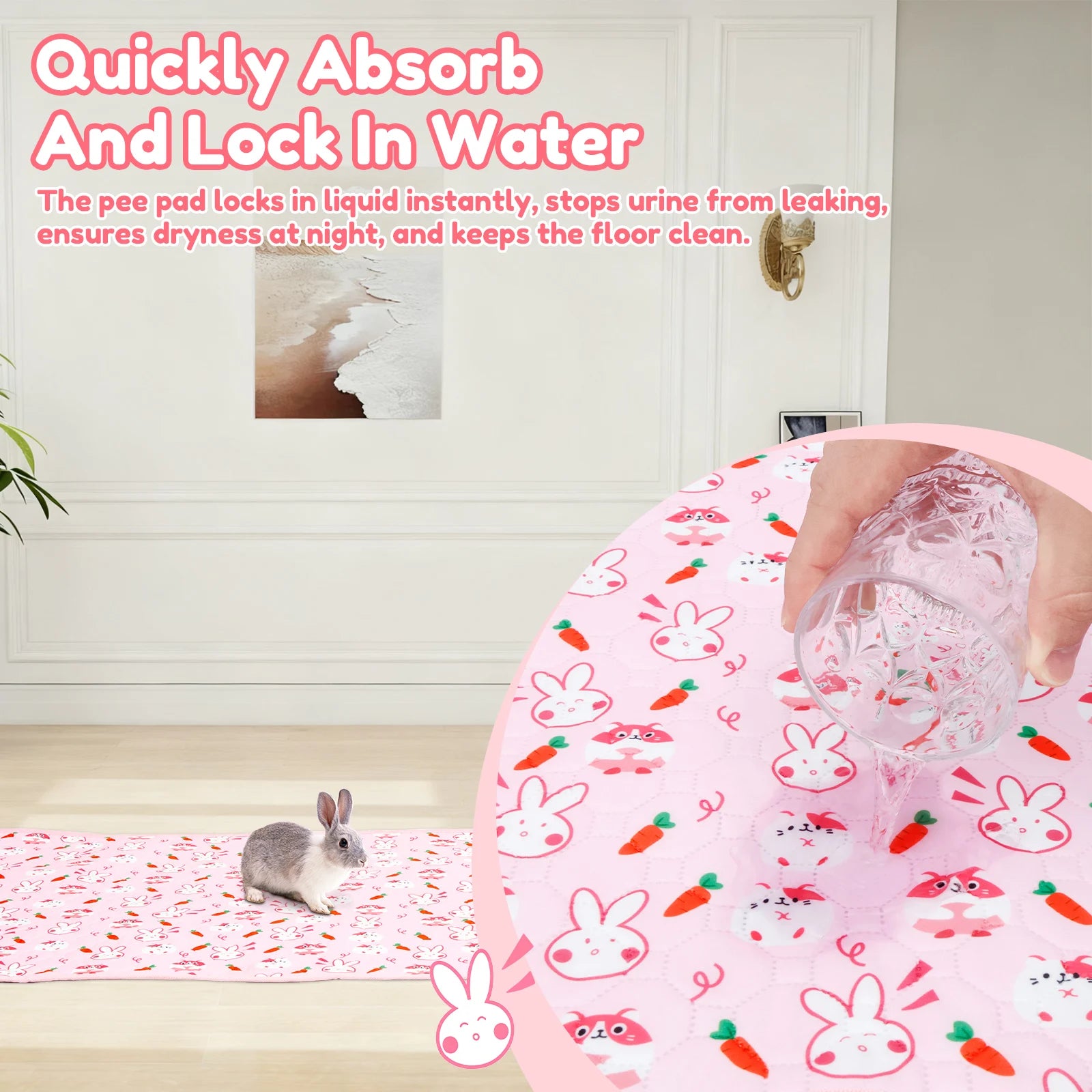 Guinea Pig Cage Liners Anti Slip Absorbent Guinea Pig Pee Pads Washable Rabbit Pee Pads Bedding for Small Animals Rabbit Hamster