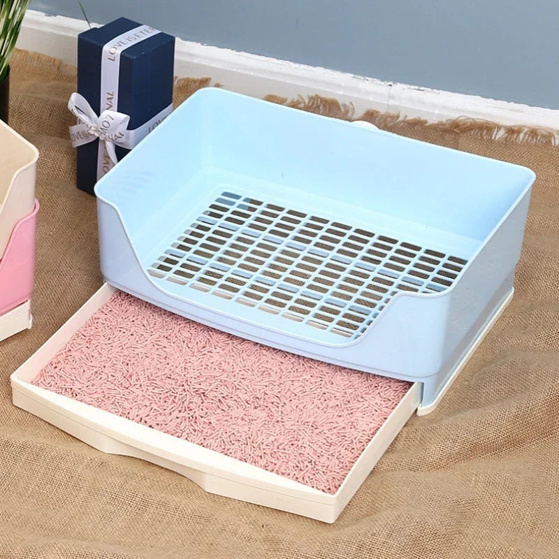 Large Bunny Toilet with Drawer - Rabbit Litter Box, Pet Bedpan for Adult Hamster/Guinea Pig/Ferret/Bunny Grate Potty Pet Toilet