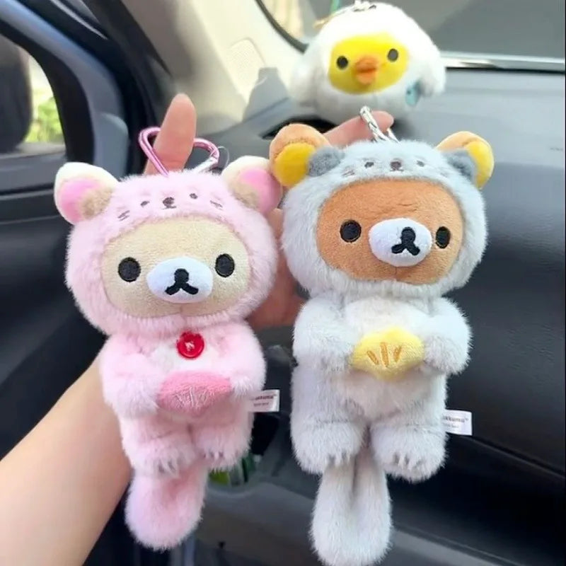 Rilakkuma Sea Otter Plush toy Keychain kawaii Korilakkuma Stuffed Doll Pouch San-X lazy bear Cartoon plush coin purse Bag Charm