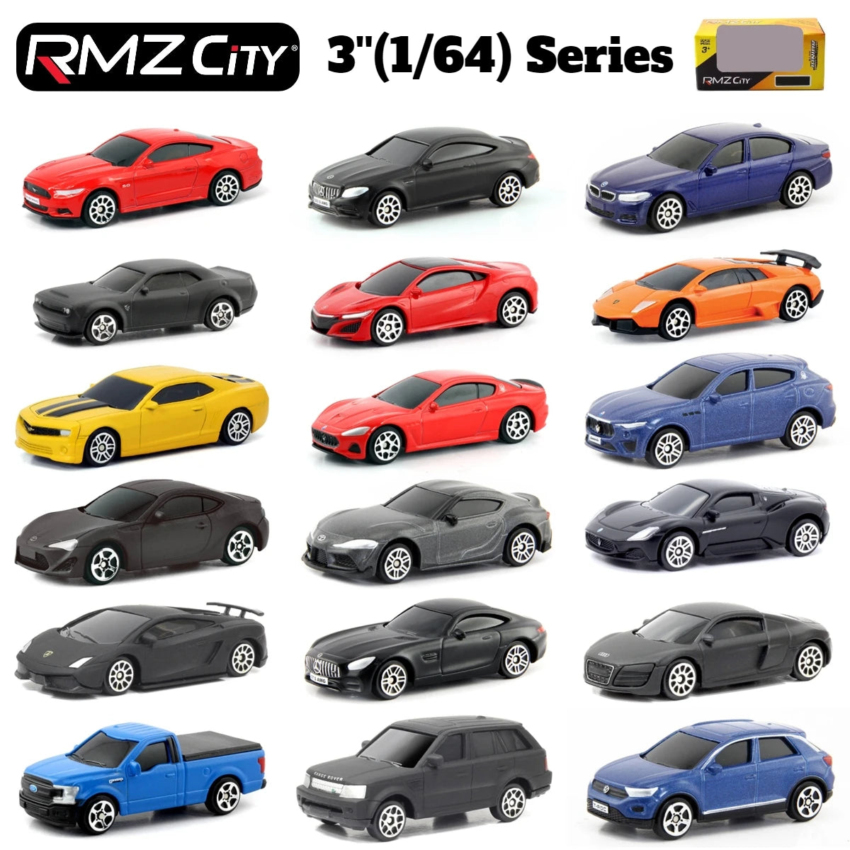 1/64 RMZ CiTY Diecast Toy Car Model Miniature 3-inch Free Wheels Collection Suitable for Hot Wheels Gift for Children Boys Kid