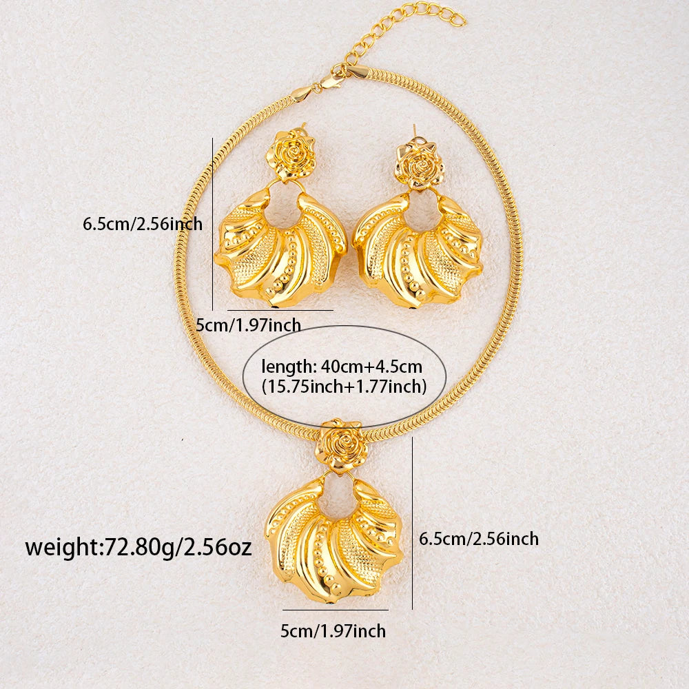 African Jewelry Set Irregular Design Hoop Earrings and Pendant 2PCS Set for Weddings Bridal Necklace Earrings Accessory