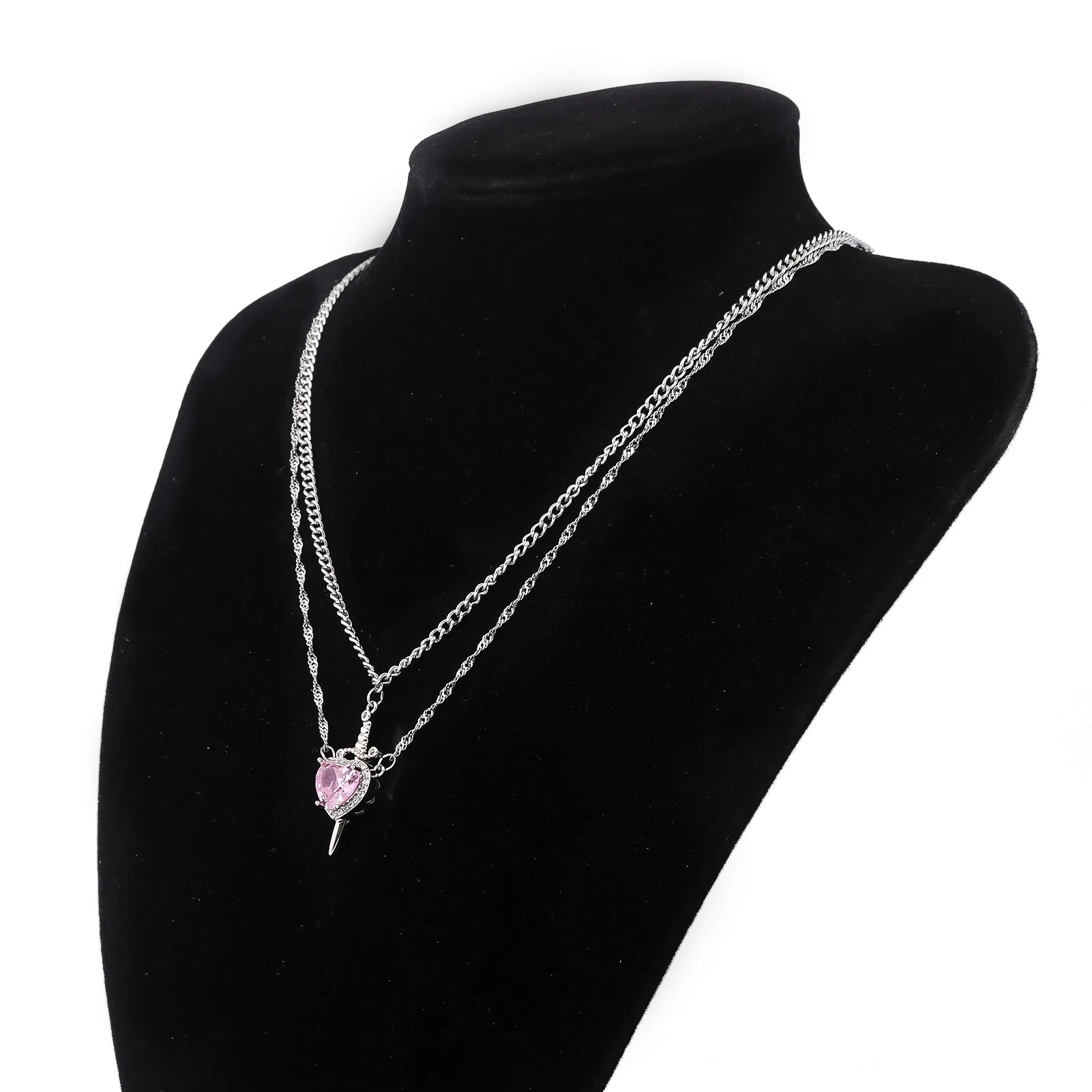 Snow White and the Huntsman Couple Necklace Heart and Sword Pendant Necklace for Women Romantic Valentine's Day Jewelry Gifts