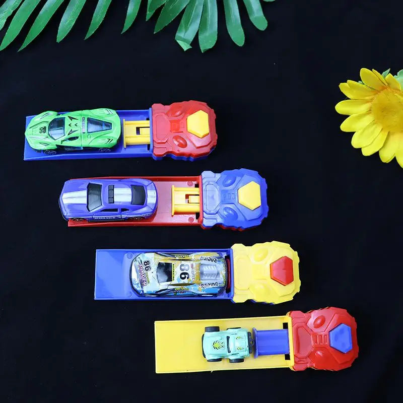 4Pcs Christmas Birthday Gift For Boys Kids Mini Plastic Track Launcher Competitive Racing Game Developing Fine Motor Skills