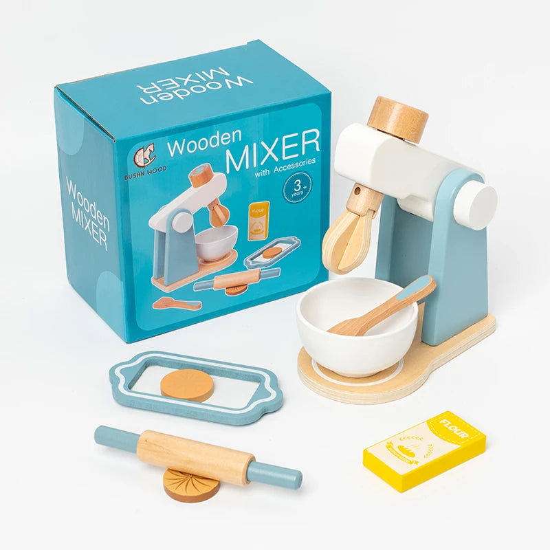 Wooden Kitchen Pretend Play Toy Simulation Wooden Coffee Machine Toaster Machine Food Mixer Baby Early Learning Educational