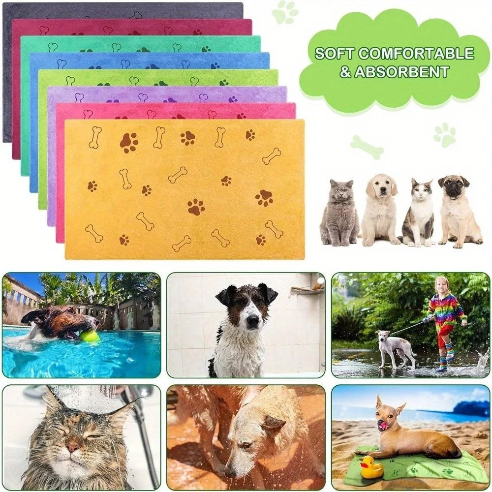 1Pcs Dog Towel Drying Cat Pet Towel Puppy Microfiber Quick-drying Dog Claw Bath Towel Absorbent Medium Dog Pet Bath Blanket