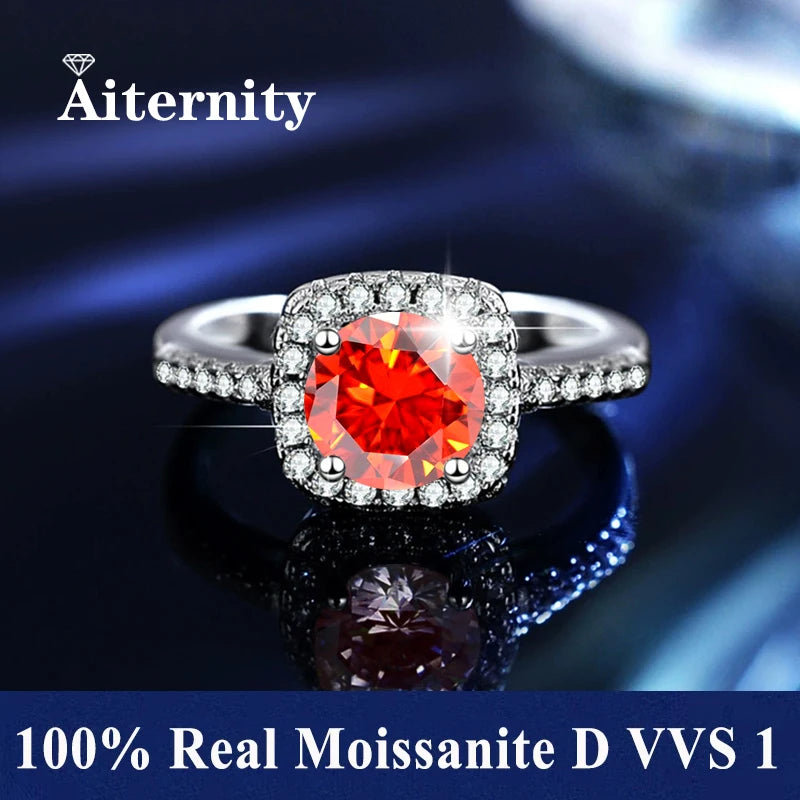 100% Real Moissanite Ring D VVS1 Pass Diamond Test Pen Adjustable Size S925 Sliver GRA Certificate Wedding Rings for Women