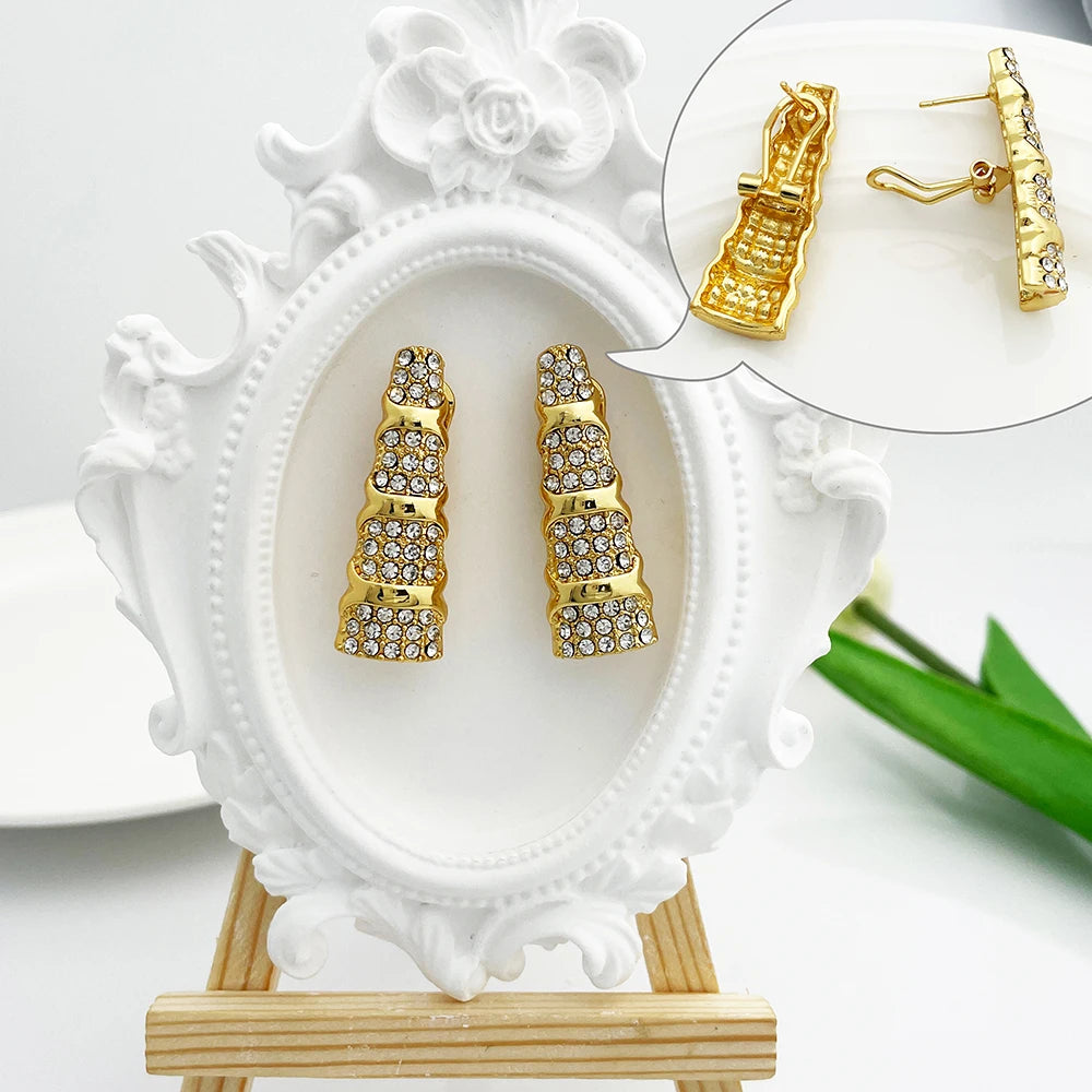 Dubai Jewelry Set For Women 18K Gold Plated Luxury Necklace Earrings Bracelet Ring For Wedding Party Mother's Day Gift On Sale