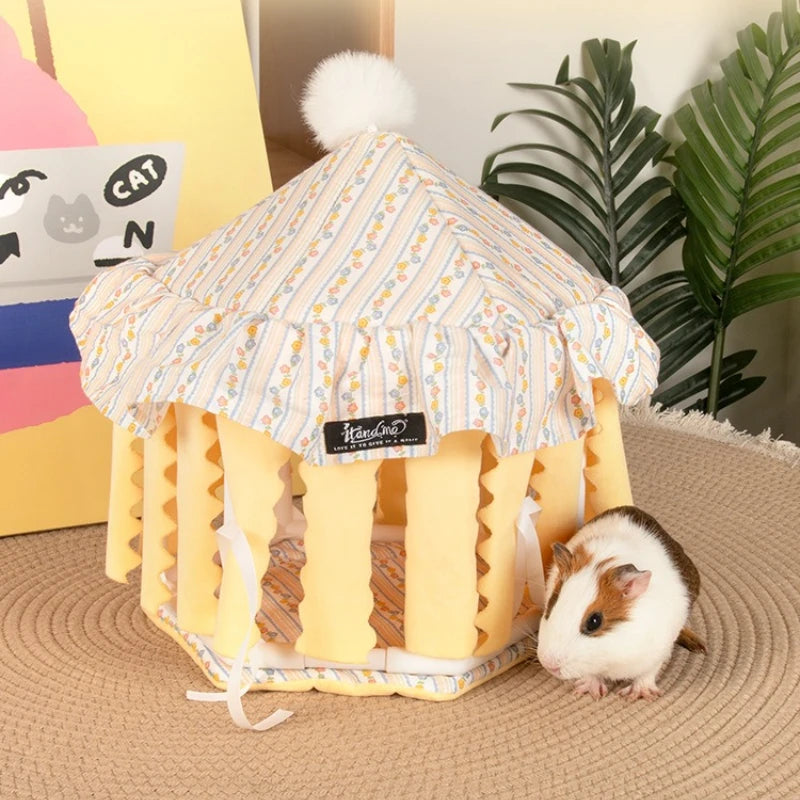 Tent Hamster Cage Guinea Pigs Rabbit Nest Hamster Cage House Cozy Small Pet Nest Tent Soft Cotton Pet House Sleeping Tent