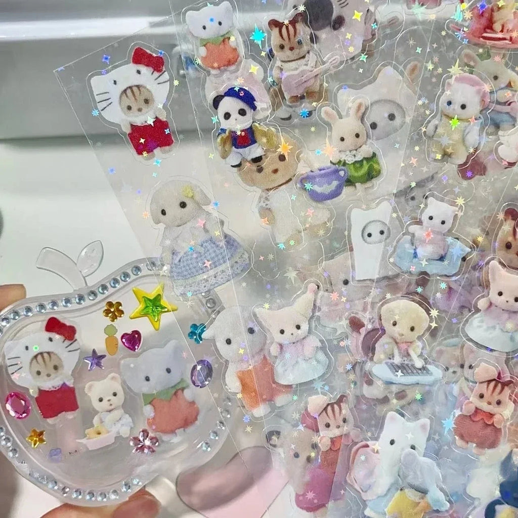 Sylvanian Families Sticker Children's Toy Kitchen Toys Girl Sylvanians Family Kids Toys for Girls Ternuries Silvania Familiy