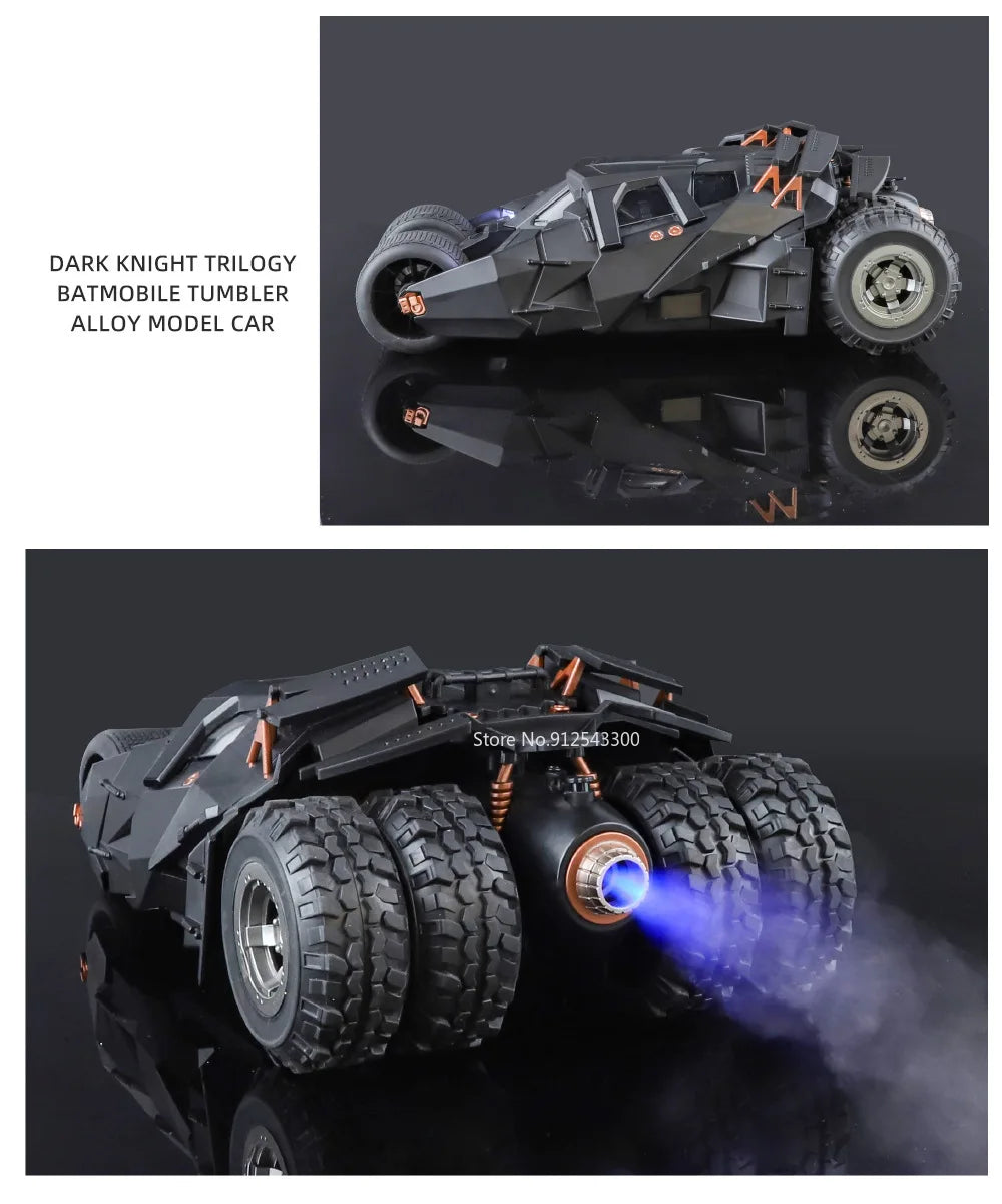 Large Scale 1:18 Batmobile Car Model Toy The Dark Knight Trilogy Sound Light Sliding Spray Alloy Vehicle Models Ornaments Gifts