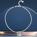 Summer New Grey Crystal Padlock Key Pendant, Silver Bead Necklace, Women's Accessories, Party Gifts for Friends