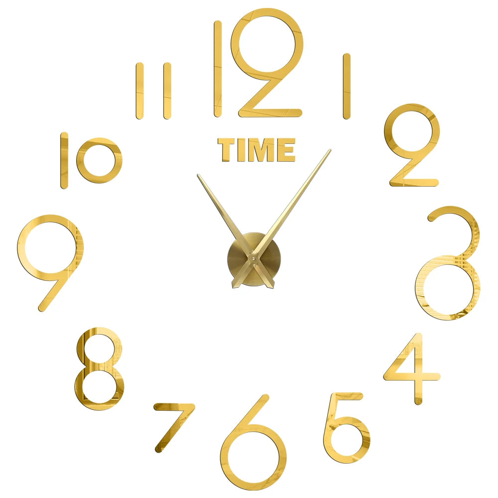 2D/3D Large Roman Numeral Acrylic Mirror Wall Clock Sticker Fashion DIY Quartz Clocks Watch Home Decoration Living Room Stickers