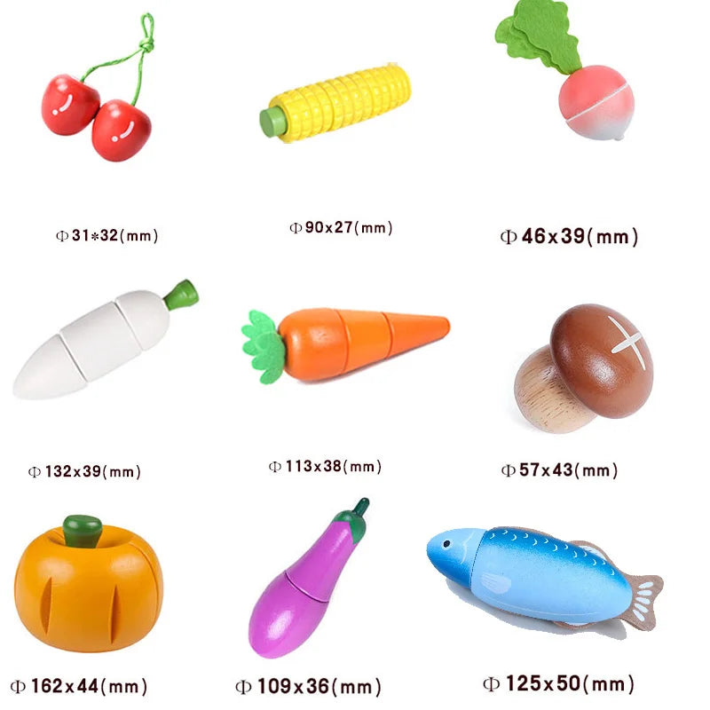 1PCS Wooden Toy Magnetic Cutting Fruit Vegetables Food Pretend Play Simulation Kitchen Role Play Educational Toys For Children