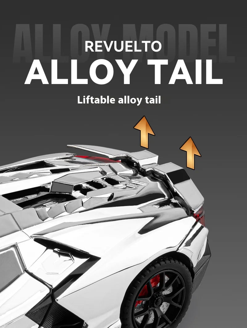 1:24 Lamborghini Revuelto Spray Plating Version With Water Spray, Fog Effect Realistic Simulation Alloy Model Boy Gift