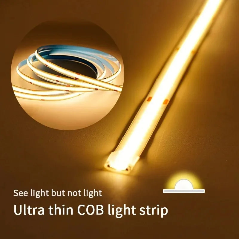 USB LED Strip Lights 5V 320LEDs/M Warm White COB LED Strip Flexible Lamp Tape DIY TV Mirror Backlight Kitchen Room Lighting