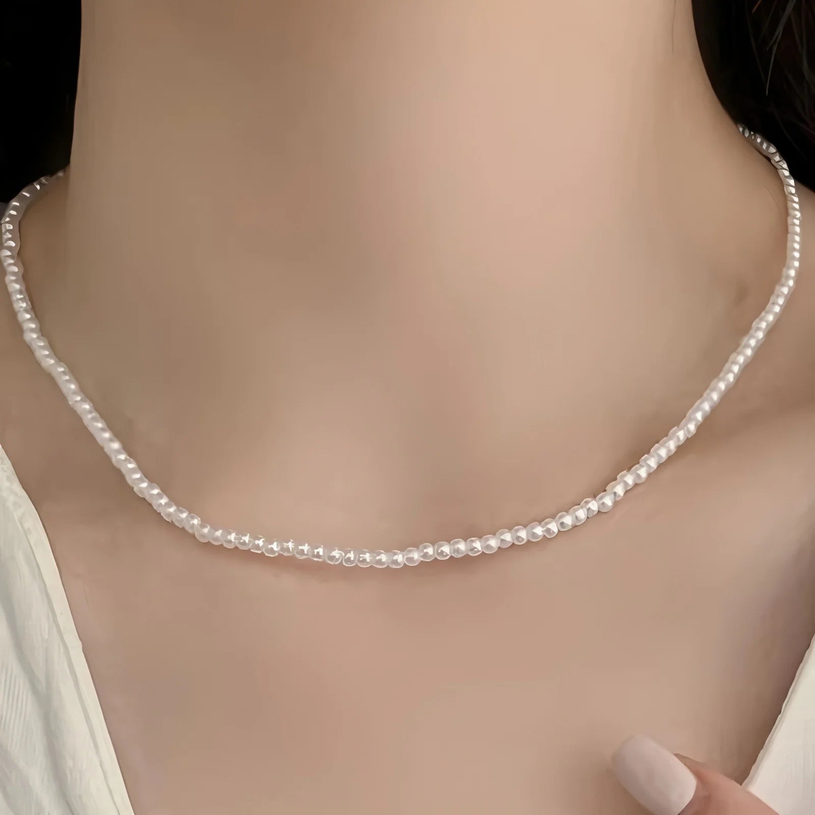PANJBJ 925 Sterling Silver Onyx Necklace for Women Girl Concise Individuality Fashion Jewelry Birthday Gift Dropshipping