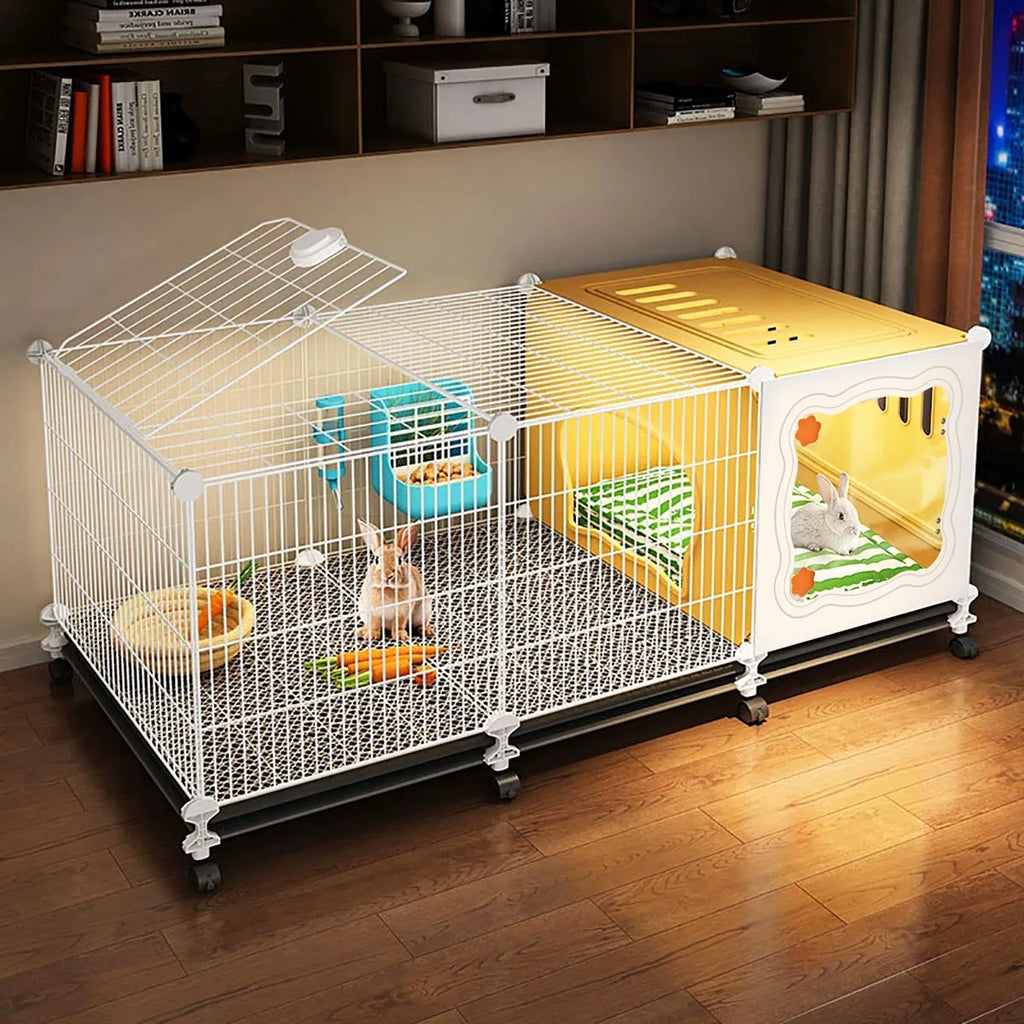 Home-Use Encrypted Mesh Rabbit Cage, Large Indoor Cleaning Base, Guinea Pig-Specific Hiding Spot, Multifunctional Guinea Pig Breeding Cage