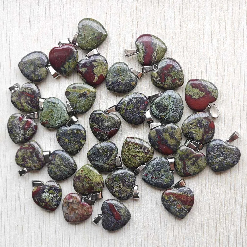 Wholesale 50pcs/lot Assorted Heart Natural Stone Charms Fashion Pendants 20mm for Jewelry Accessories Making Good Quality