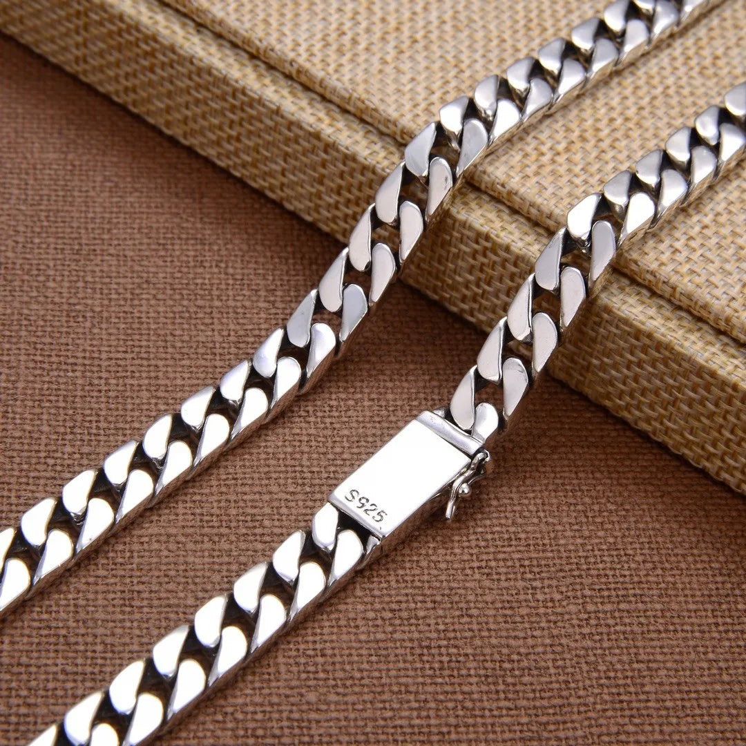 100% S925 Sterling Silver Necklace 7MM 8MM 10MM Punk 925 Silver Chains Original Certified Jewelry Gifts