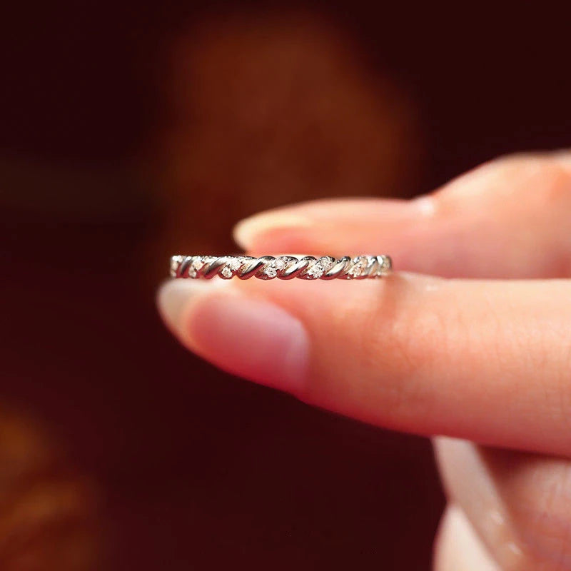 Moissanite Ring 925 Sterling Silver with White Gold Plated Lab Diamond Eternity Band Engagement Wedding Rings for Women