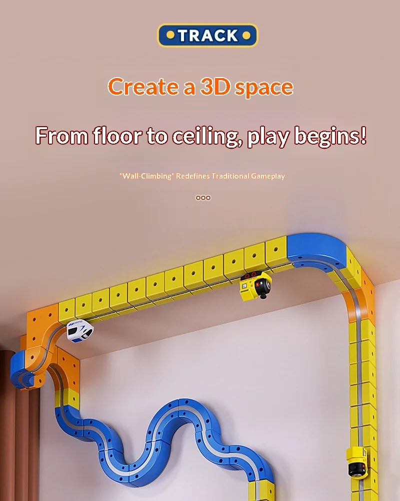 Educational Anti-Gravity Magnetic Building Blocks High-Speed Railway Toy Train Set Changeable Tracks Interactive Play Vehicle
