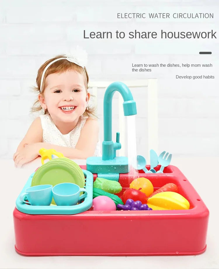 Kitchen Toy Plastic Dish Wash Sink Set Children Simulation Pretend Role Play Housework Kit Early Educational Toys for Children