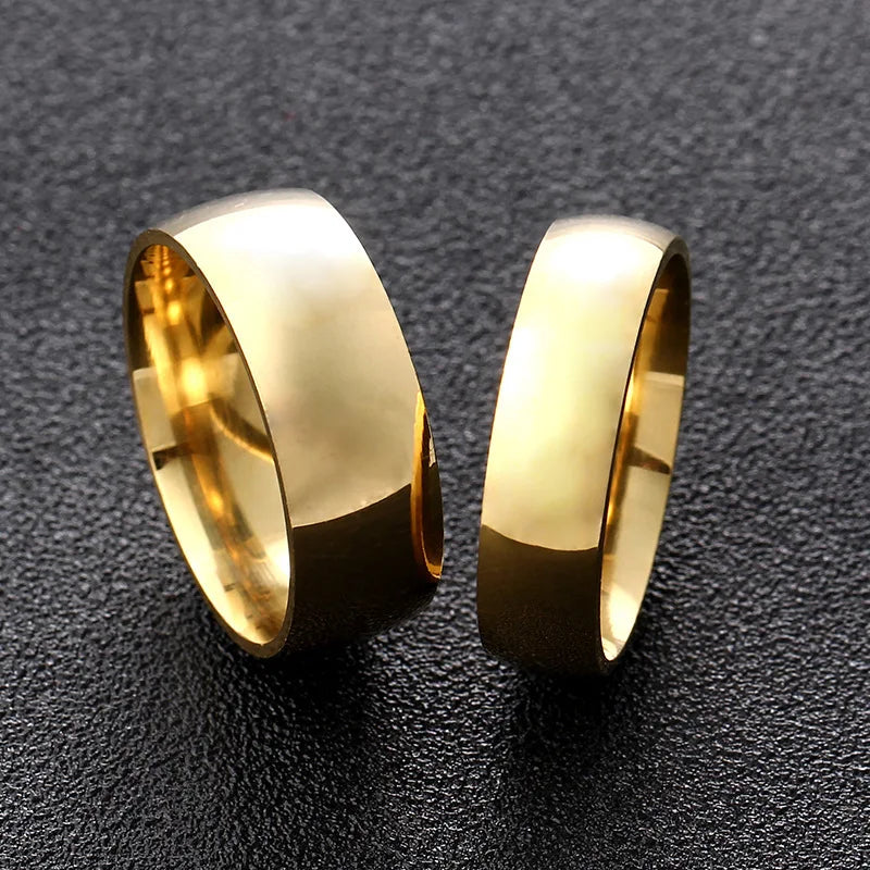 High quality titanium steel plated 18K gold ring couple ring Europe and the United States men and women 2mm4mm6mm8mm simple ring