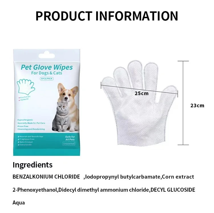 Pet Cleaning Glove Wipes Gift Set, Multi-Functional Disposable Wipes for Cats & Dogs, Tear Stain, Teeth & Body Care, Rinse-Free