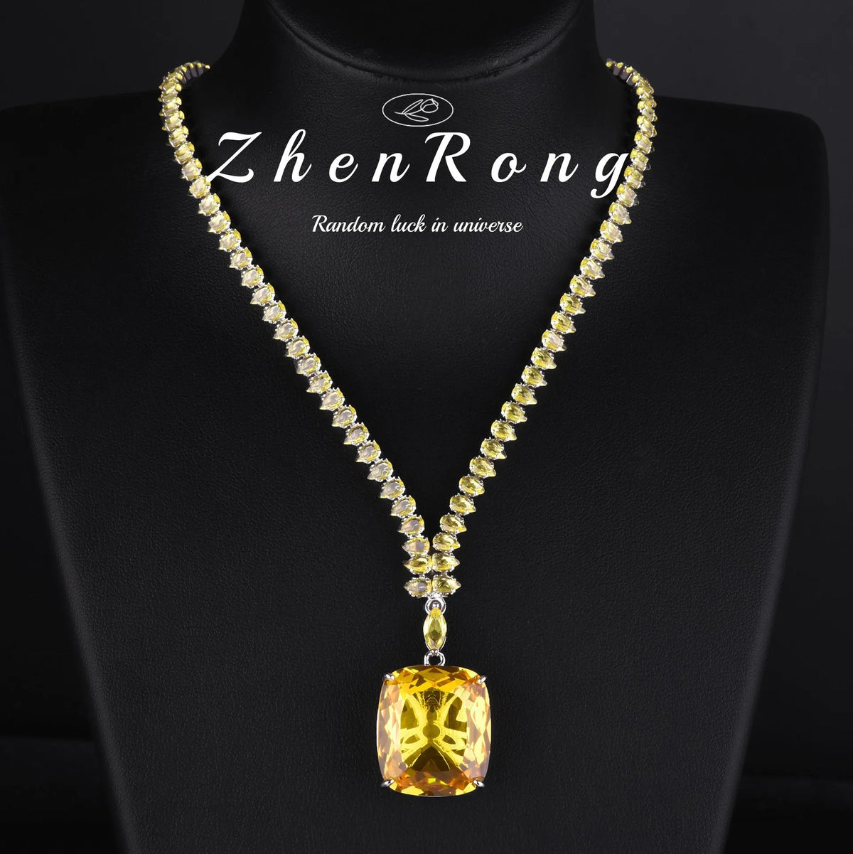 Foydjew Luxury 20 Carat Yellow/Red/Blue/Green Color Large Gemstone Jewelry Sets Pendant Necklaces Earrings Rings For Women