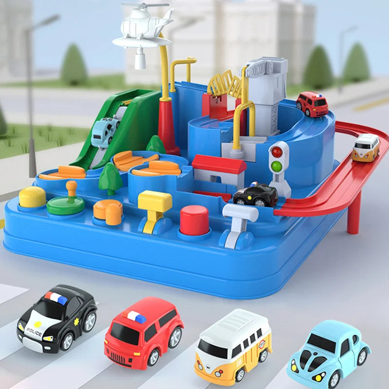 Racing Rail Car Track Adventure Game Educational Toys Children Brain Mechanical Interactive Train Model Animals Space Rocket Toy