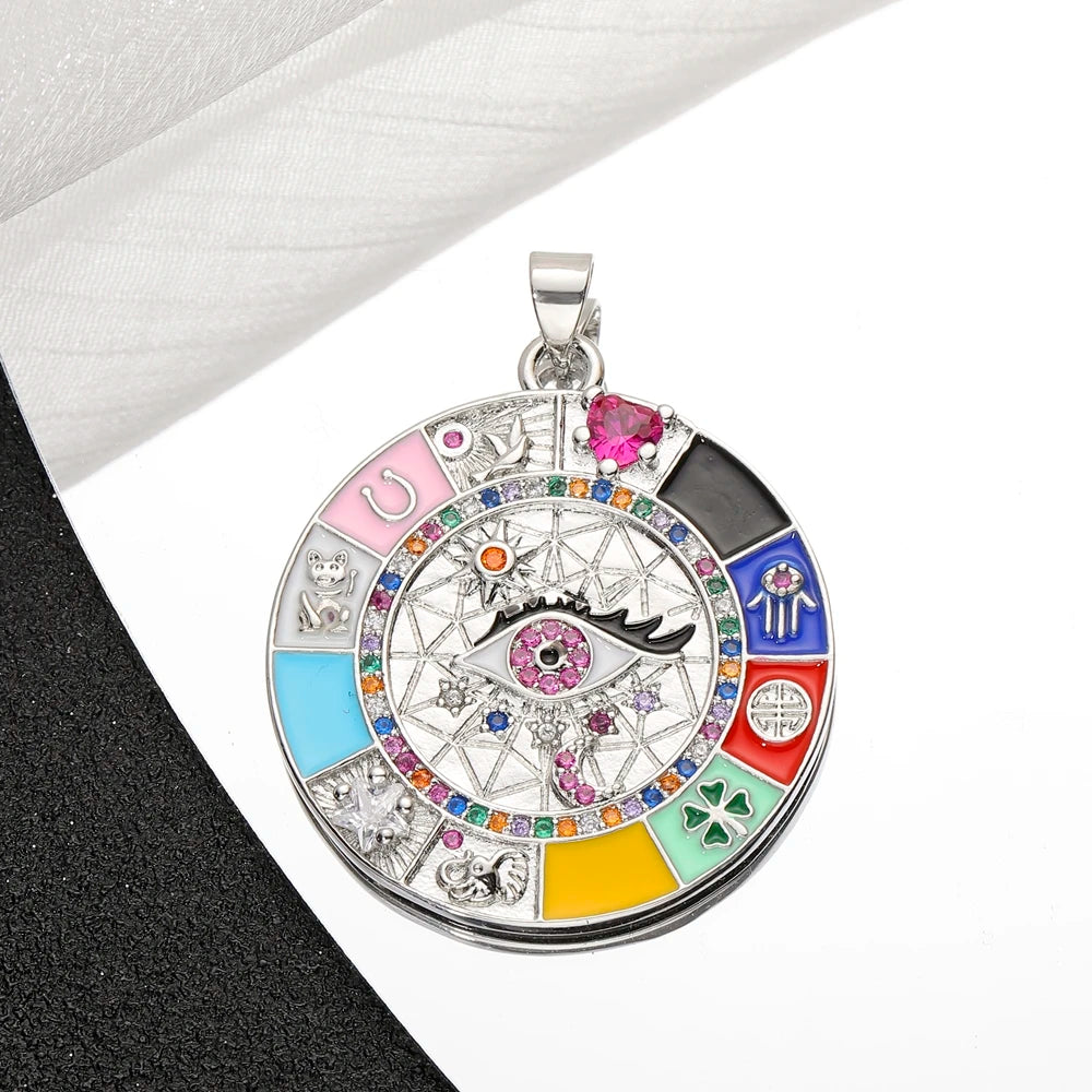 Juya Handmade 18K Real Gold Plated Opal Shell Round Turkish Greek Evil Eye Charms For DIY Luxury Talisman Pendant Jewelry Making