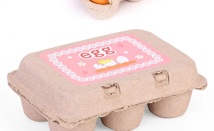 Kids 3/6pcs Wooden Artificial Egg Set Easter DIY Toy Wooden House Game Kitchen Egg Toys Early Education Food Toys for Children