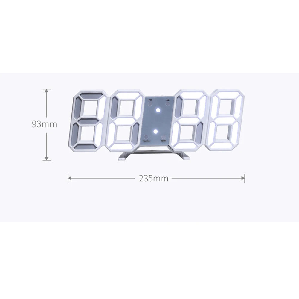 3D LED Digital Wall Clock ,9.7", Large Display Table/ Desk Clock with Remote Control 12/24H Temperature