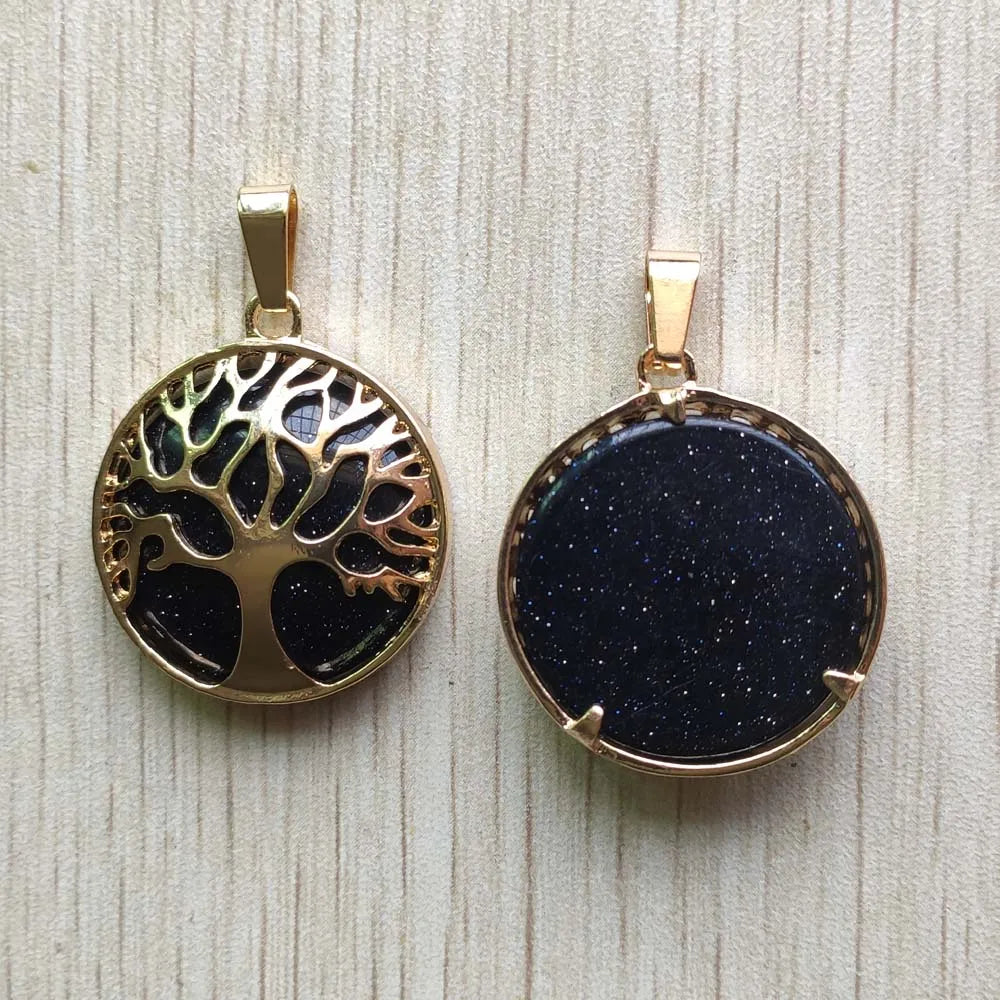 Wholesale 12pcs/lot Fashion Natural Stone Alloy Tree of Life Mix Pendants for Necklaces Jewelry Accessories Making Fast Shipping