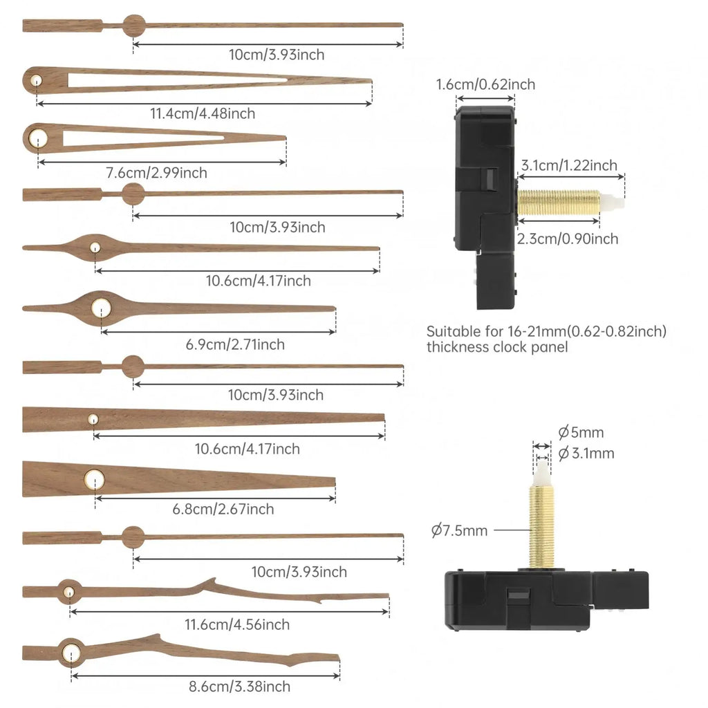 4 Pack 20/32 mm Long Shaft Quartz Silent Clock Mechanism Kit for DIY Kit / Clock Repair Replacement Part with 4 Sets Clock Hands
