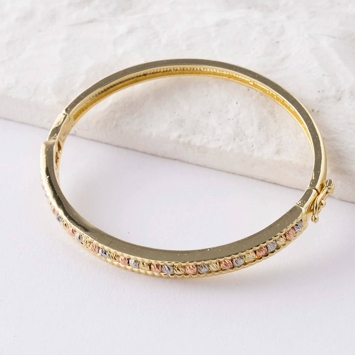 LUIZADA Copper Metal Beads Cross Bangle for Women Fashion Jewelry Delicate Multicolor Exquisite Holiday Gift
