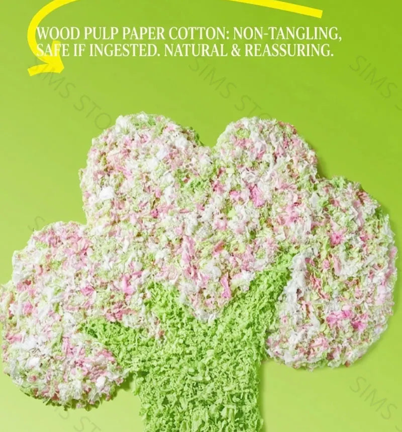 850g Paper Cotton Hamster Bedding Dust-Free Paper Fluff Large Pack Odor Control Super Absorbent Warm Pad for Syrian Hamster